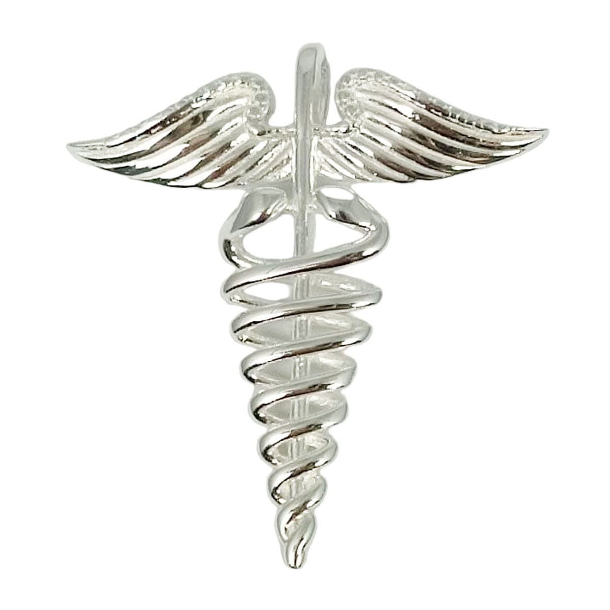Pendentif Argent artisanal \'Caducée\' argenté - 40x35 mm - [R9491]