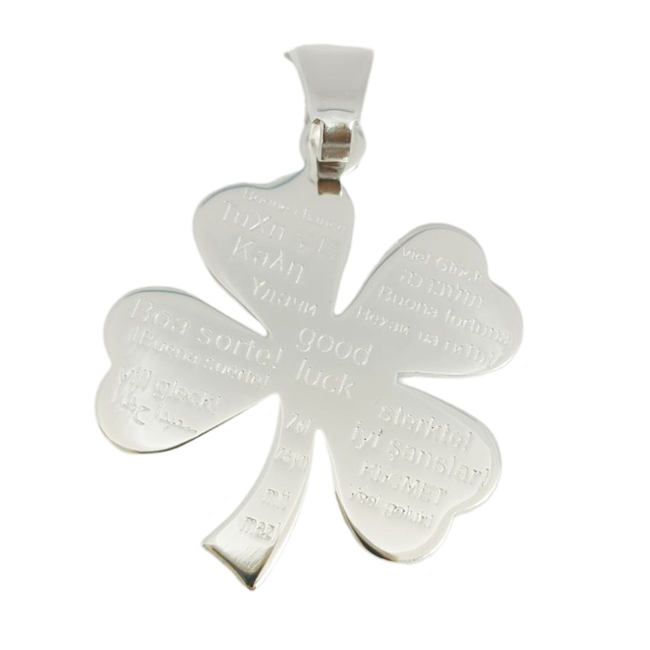 Pendentif Argent \'Trèfle\' argenté (gravé) - 25x25 mm - [R9496]