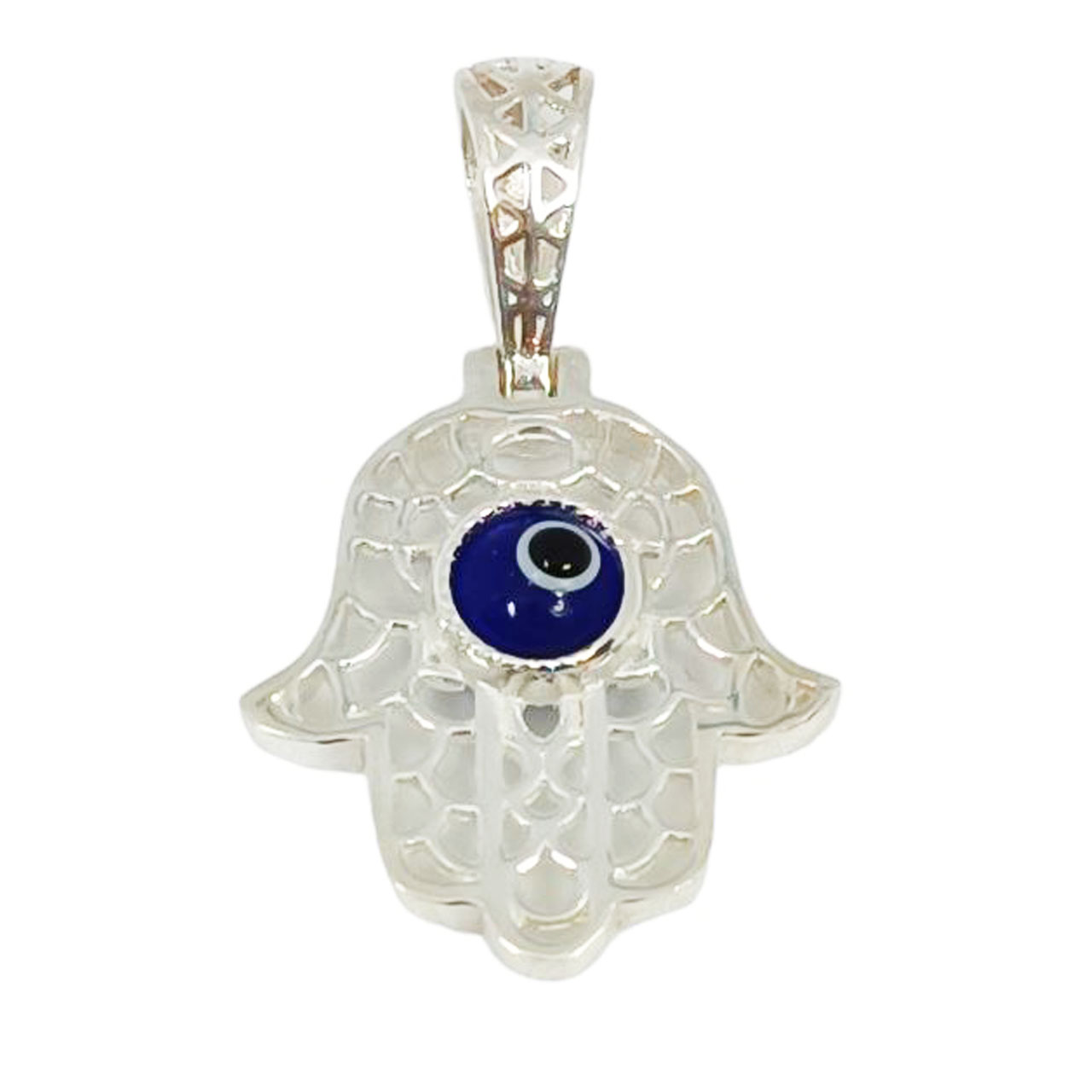 Pendentif Argent \'Main Fatma\' blanc argenté vieilli - 15x15 mm - [R9501]