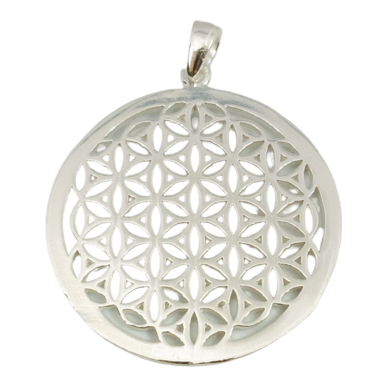 Pendentif Argent artisanal \'Fleur de Vie\' argenté - 30 mm - [R9506]