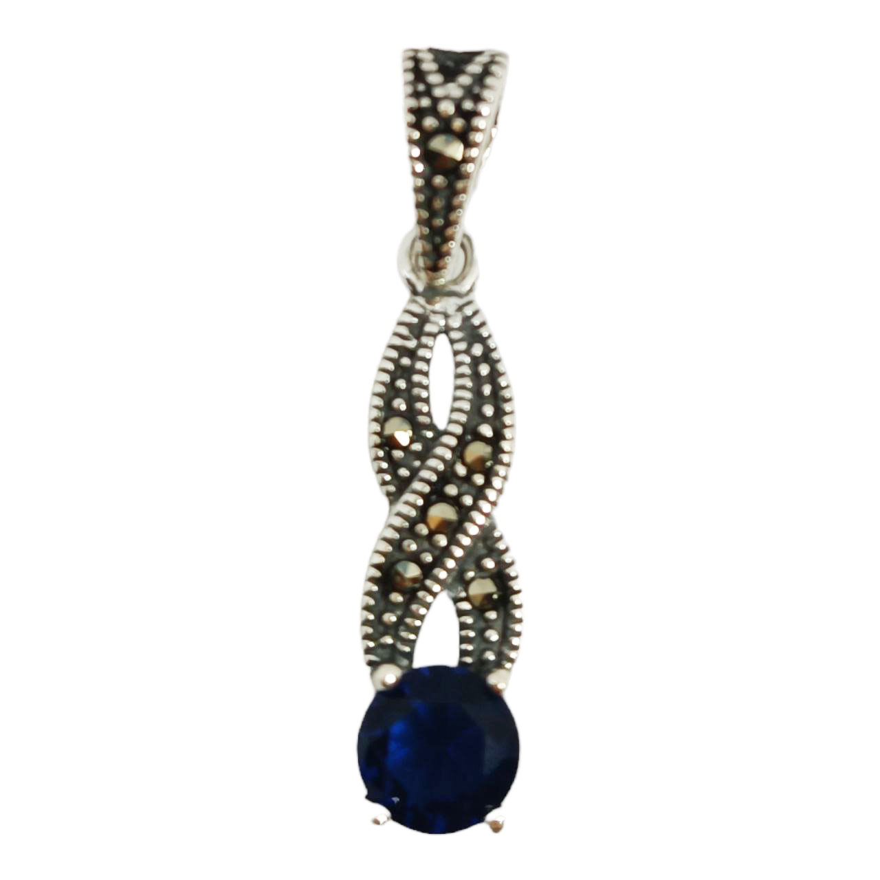 Pendentif Argent \'Sappho\' bleu gris - 20x5 mm - [R9524]