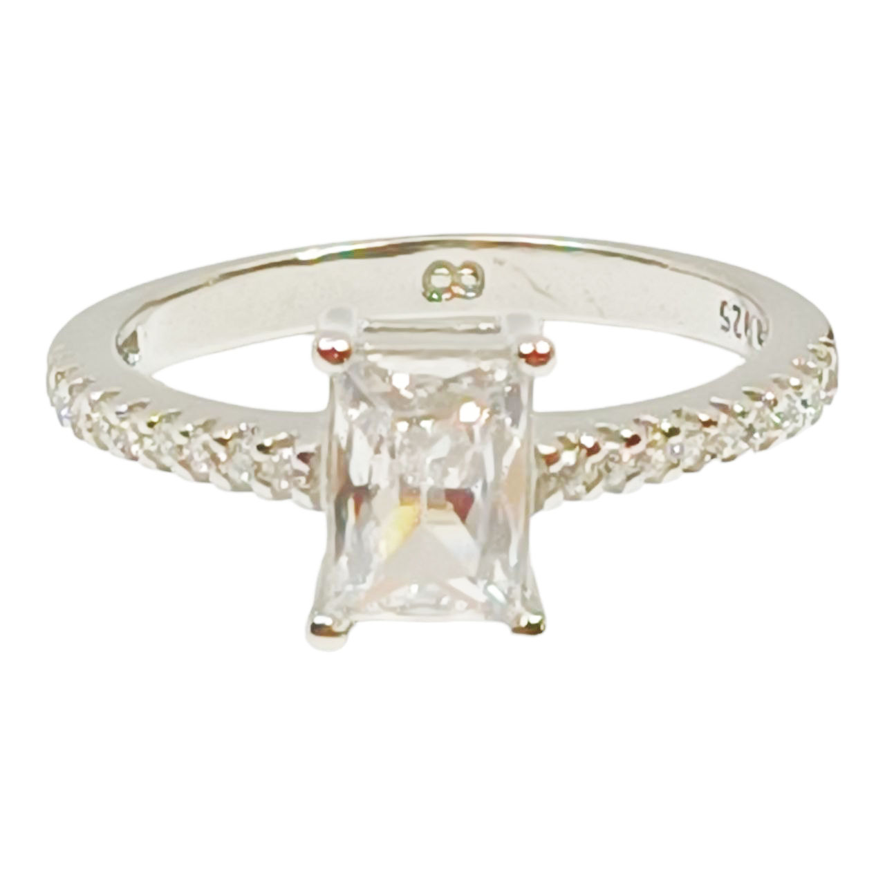 Bague Argent \'Sissi\' blanc argenté (rhodié) - 8x5 mm - [R9537]
