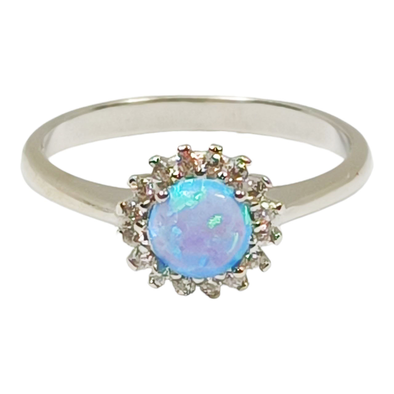Bague Argent \'Déesse Opale\' bleu argenté (rhodié) - 9 mm - [R9539]