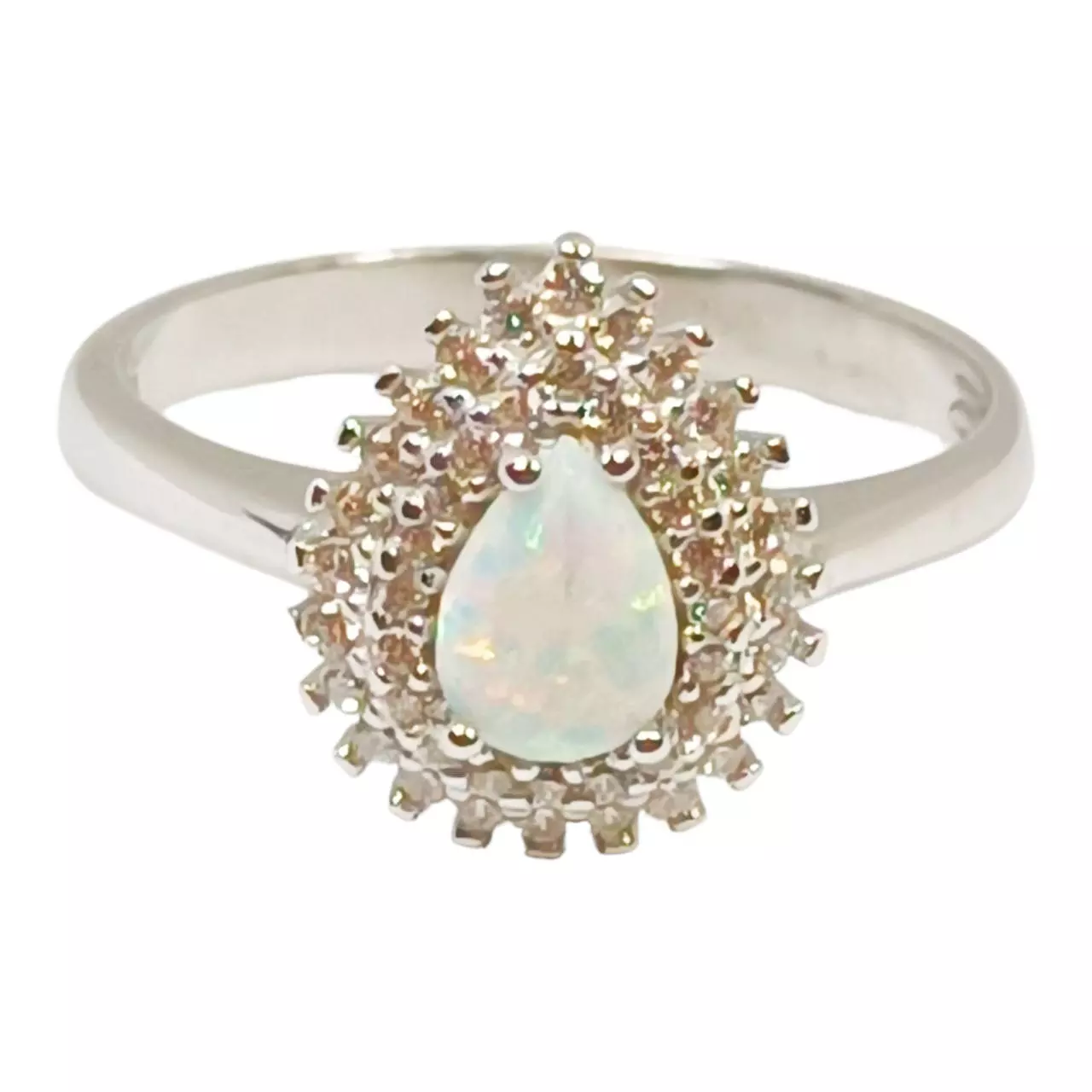 les trésors de lily Bague Argent 'Déesse Opale' blanc argenté (rhodié) 15x12 mm [R9543]