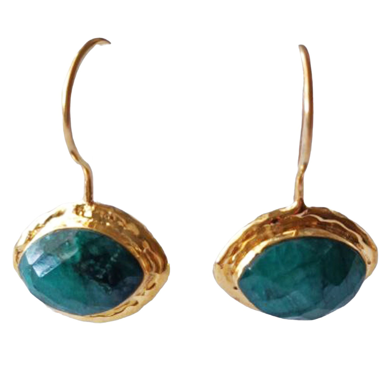 Boucles argent artisanales \'Cléopatra\' vert doré - 15x11 mm - [R9571]