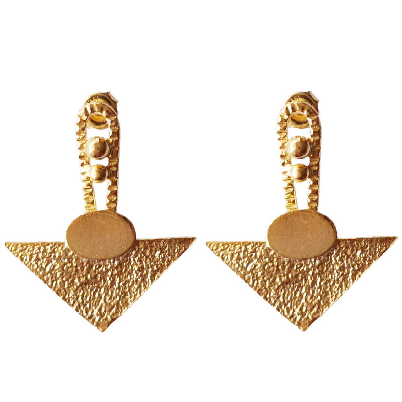 Boucles argent artisanales \'Cléopatra\' doré - 30x25 mm - [R9599]