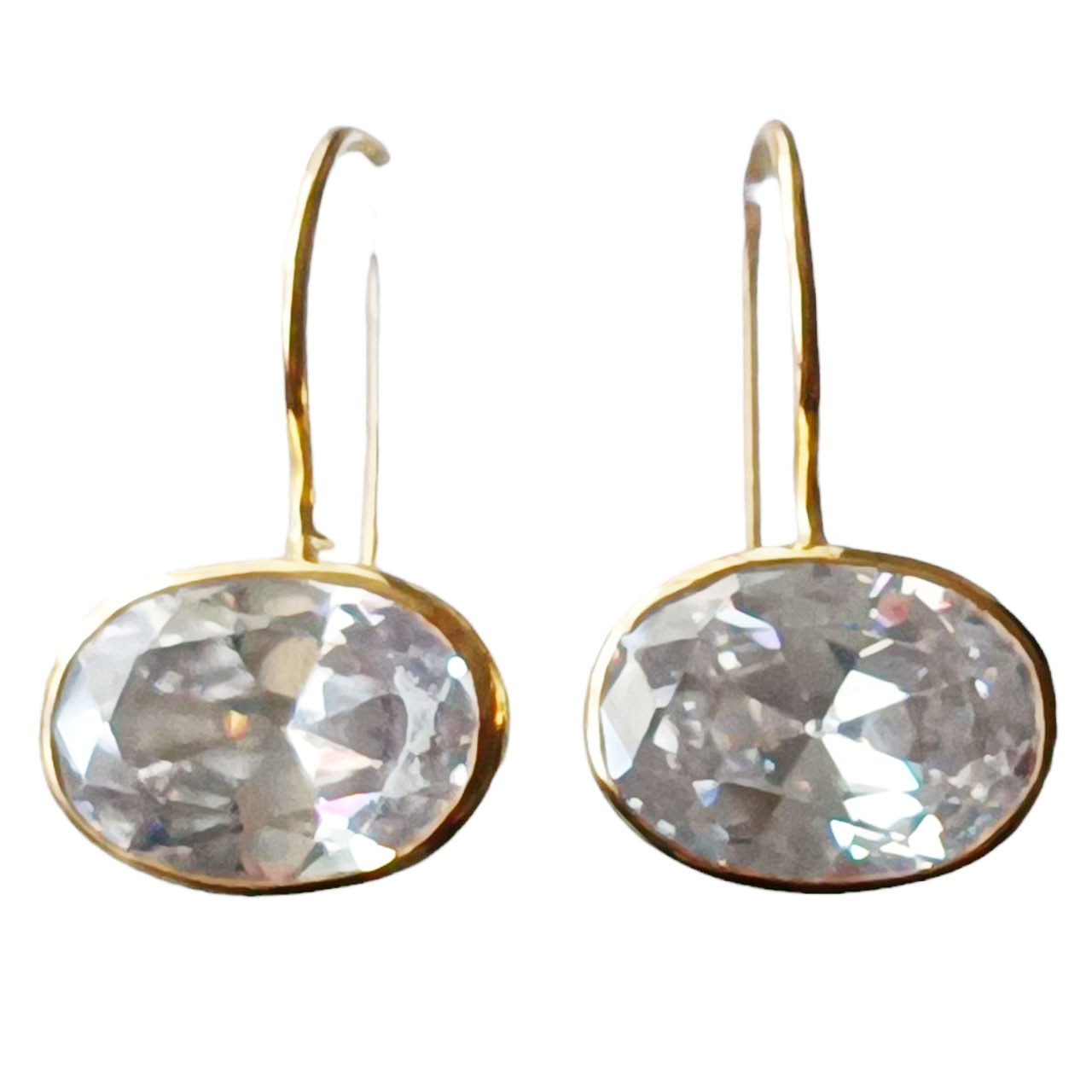 Boucles argent artisanales \'Cléopatra\' blanc doré - 15x10 mm - [R9610]