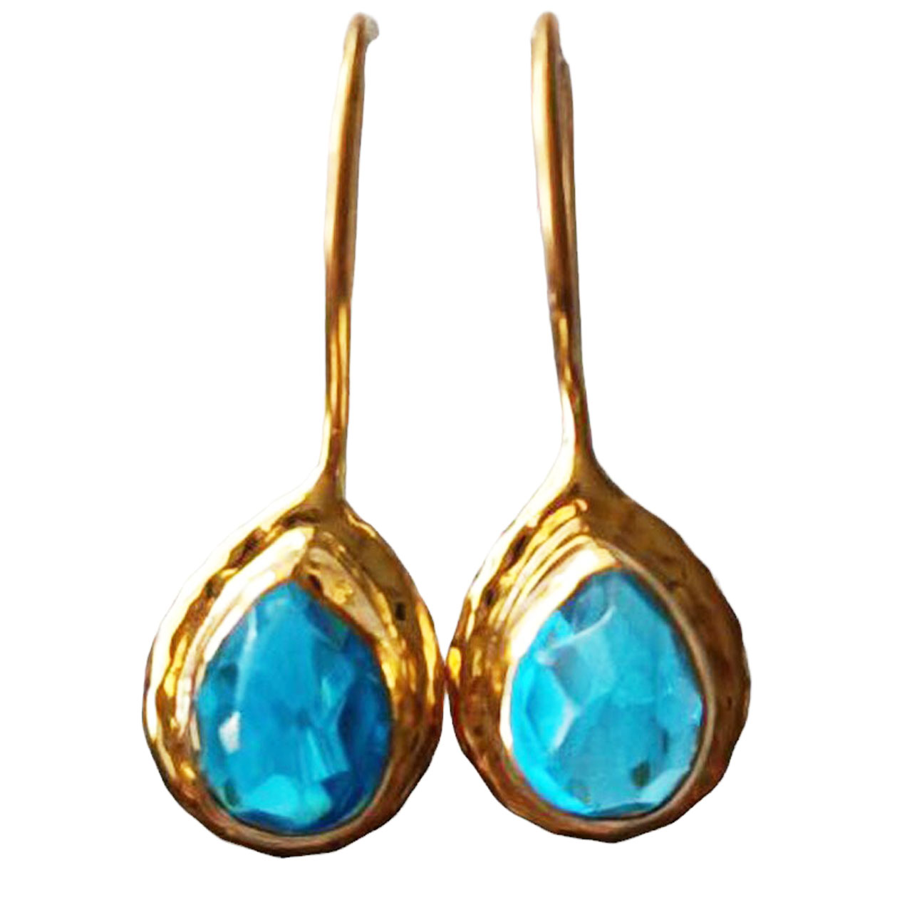 Boucles argent artisanales \'Cléopatra\' turquoise doré - 10x9 mm - [R9618]