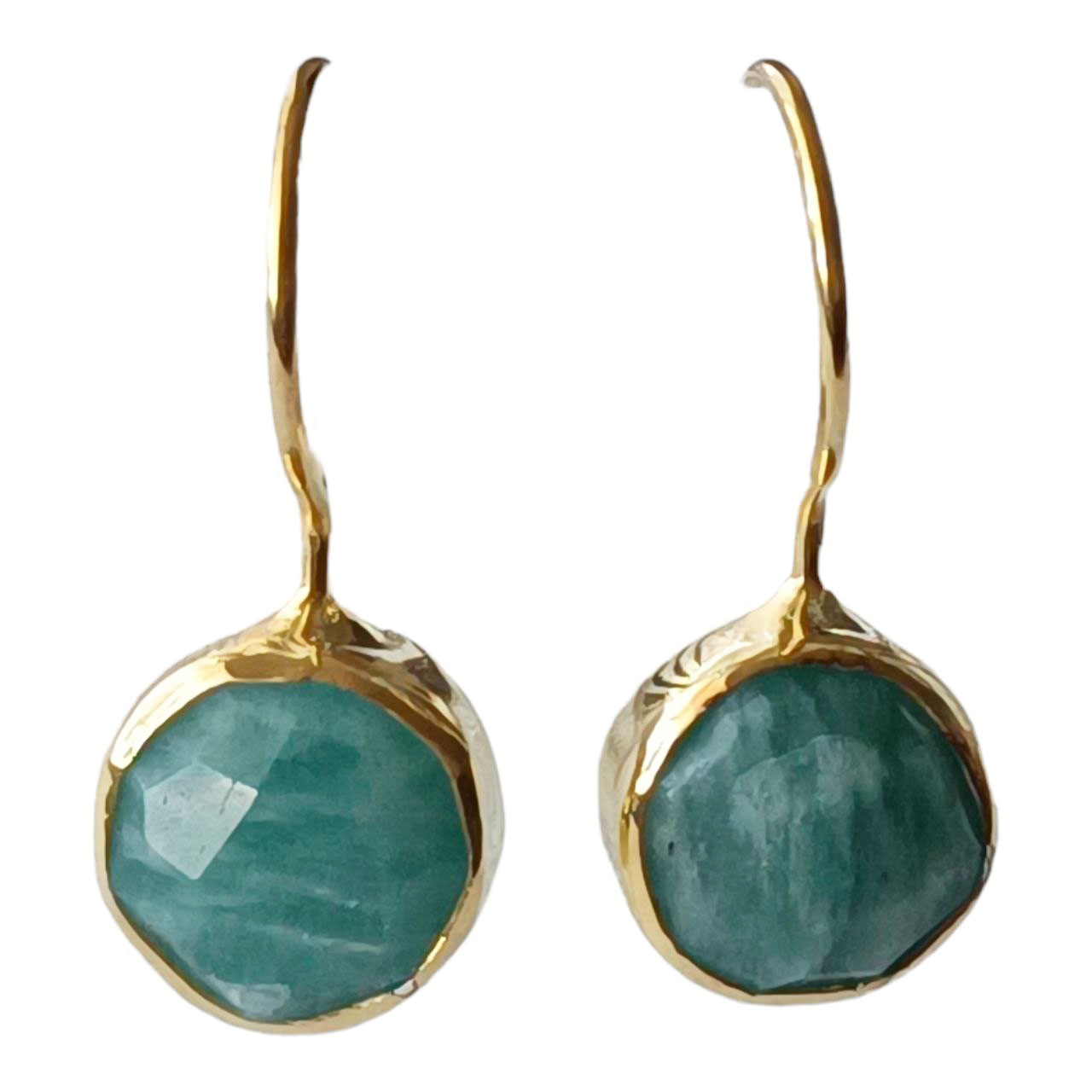 Boucles argent artisanales \'Cléopatra\' vert doré - 10 mm - [R9620]