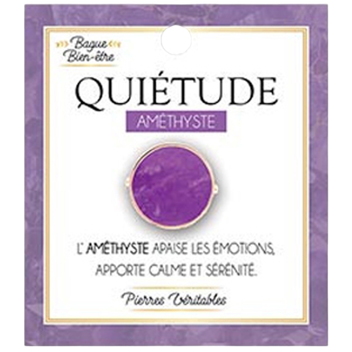 Bague bien-être \'Minéralia\' violet (Améthyste - Quiétude) - 15 mm - [A1946]