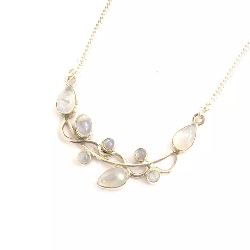 les trésors de lily Collier Argent 'Alleluia' pierre de lune [B3769]