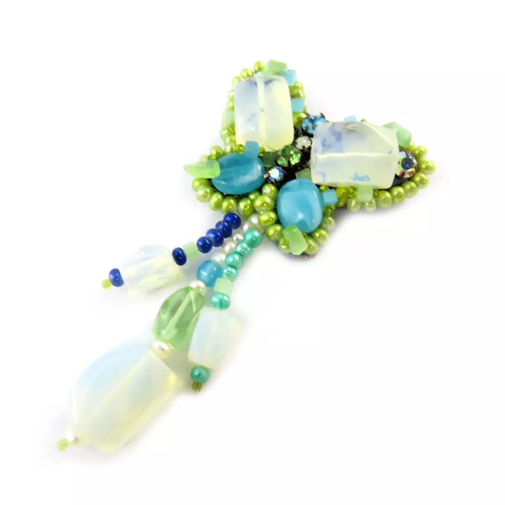 les trésors de lily Broche Créateur 'Les Romantiques' Turquoise Vert [C8163]