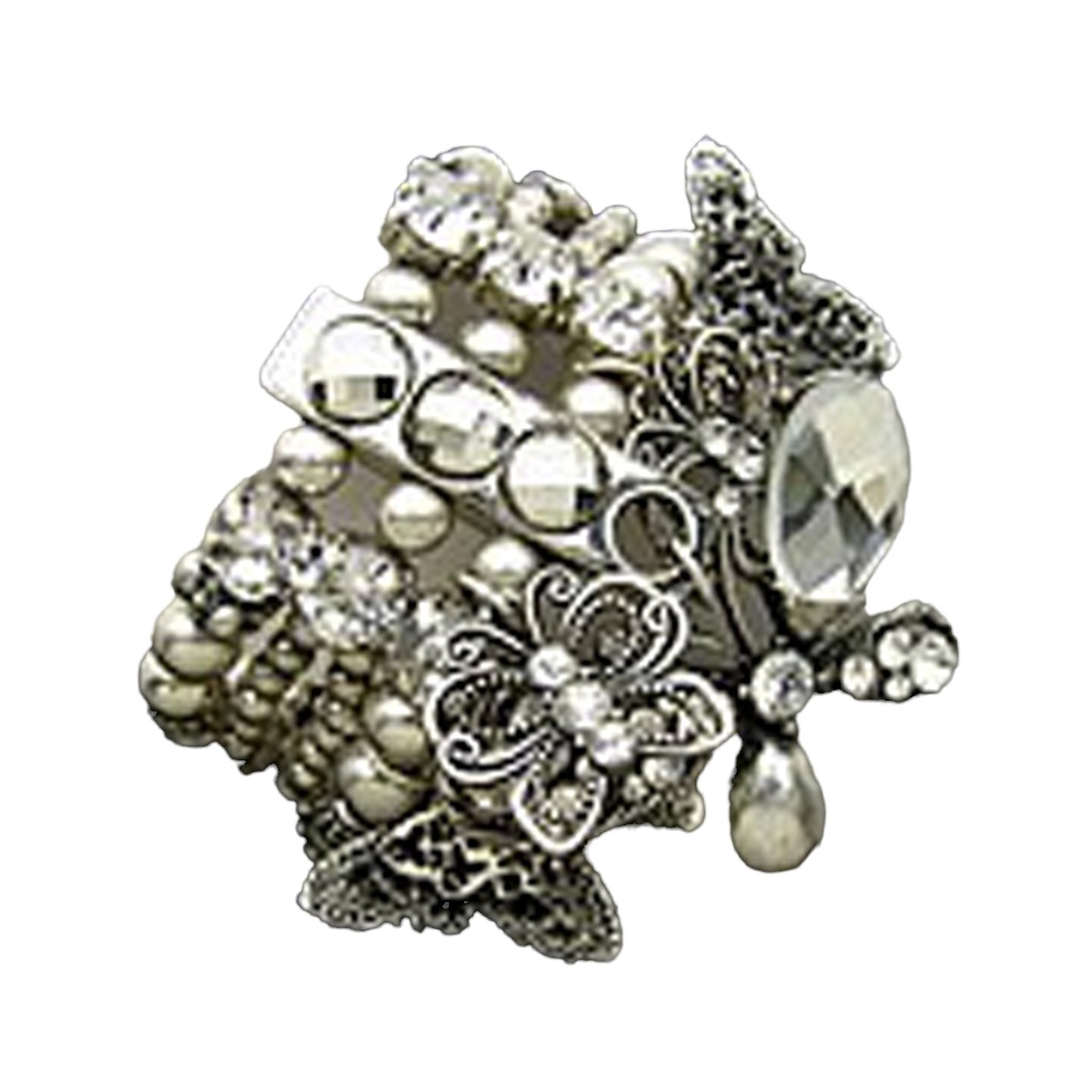 Bracelet Créateur \'Arégonde\' gris argenté - 25 mm, motif 35 mm - [G9485]
