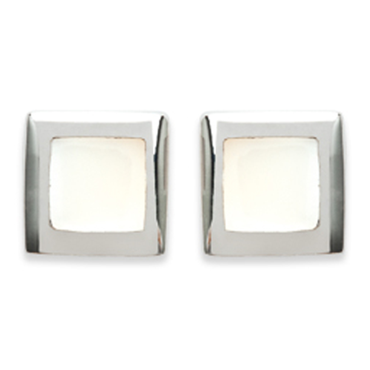Boucles Argent \'Sagesse\' blanc/Nacre argenté - 8x8 mm - [K5160]