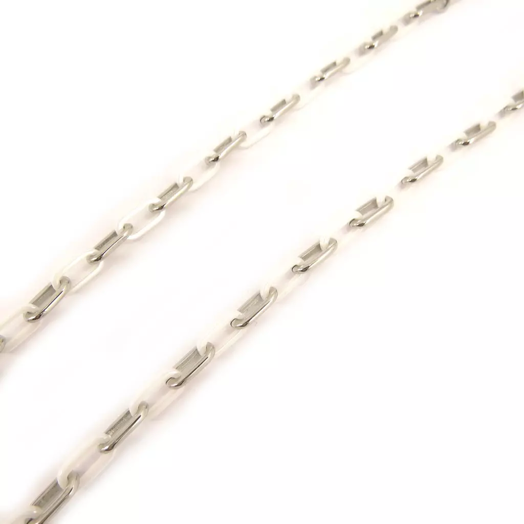 les trésors de lily Collier acier 'Chorégraphie' céramique blanc 50 cm 4 mm [L2933]