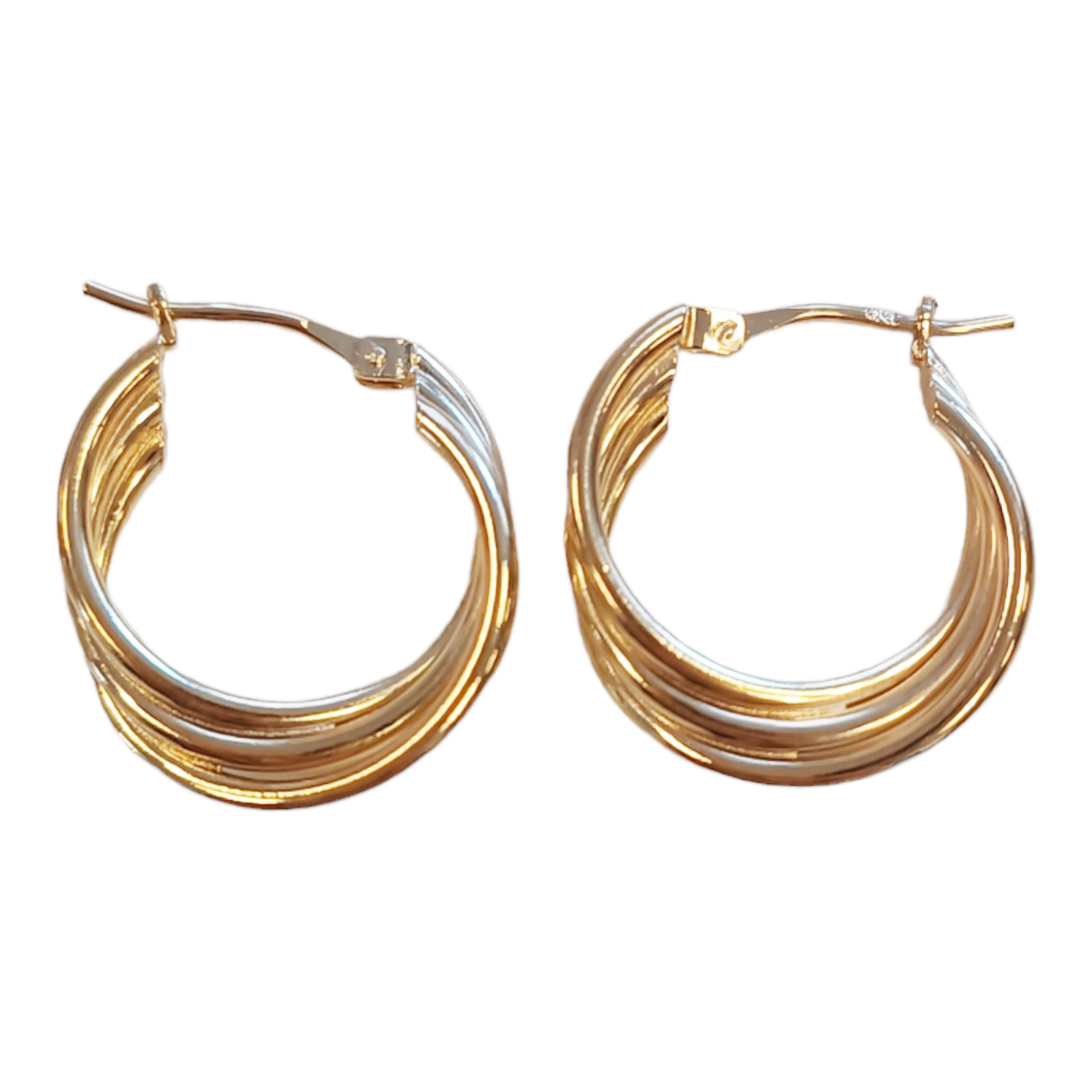 Créoles plaqué or \'Trio\' doré - 16 mm 4 mm - [M5024]