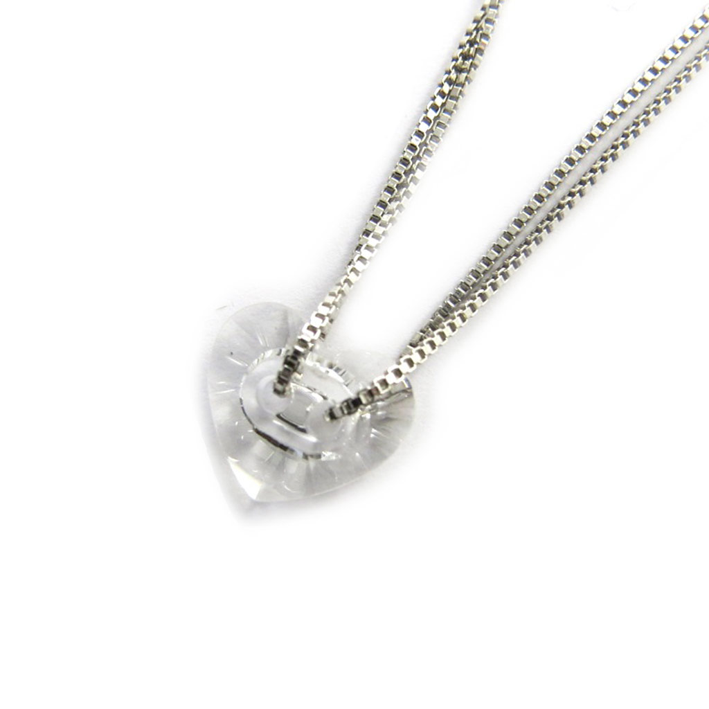 Collier Argent \'Love\' blanc cristal - 12x11 mm - [N2942]