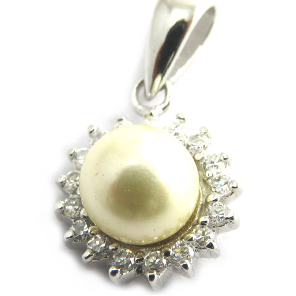 Pendentif Argent \'Arégonde\' blanc argenté (rhodié) - 11 mm - [N2950]