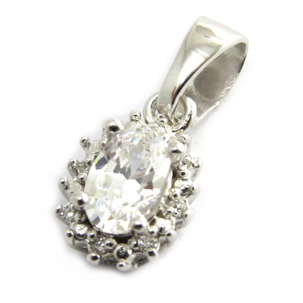 Pendentif Argent \'Victorina\' blanc - 8x7 mm - [N2951]