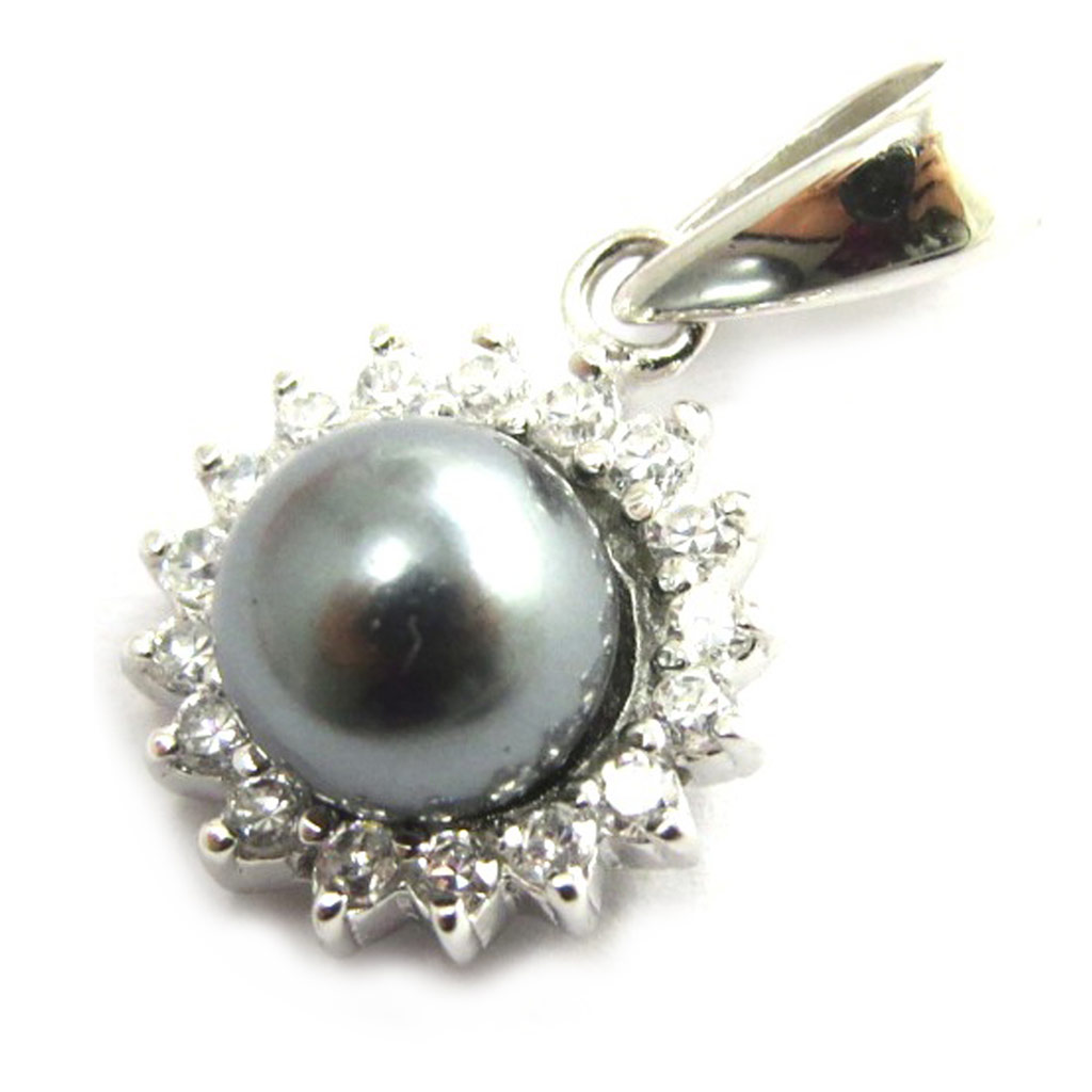 Pendentif Argent \'Arégonde\' gris blanc - 11 mm - [N2964]