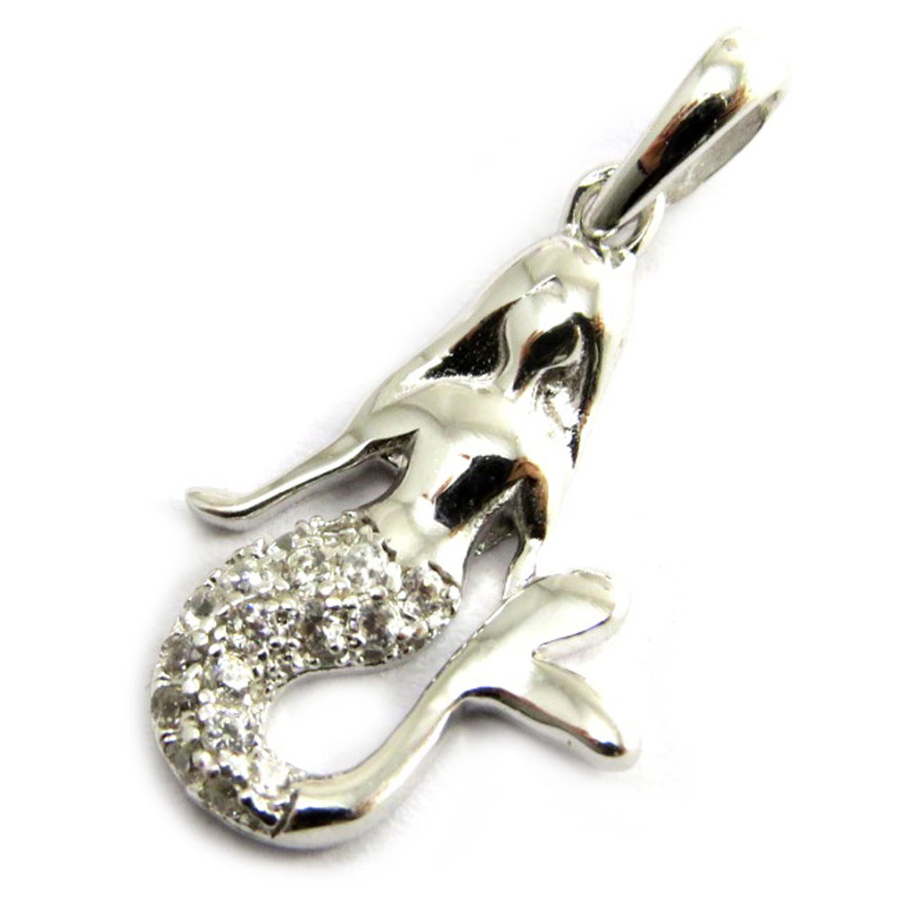 Pendentif Argent \'Sirène\' blanc argenté (rhodié) - 15x12 mm - [N2969]