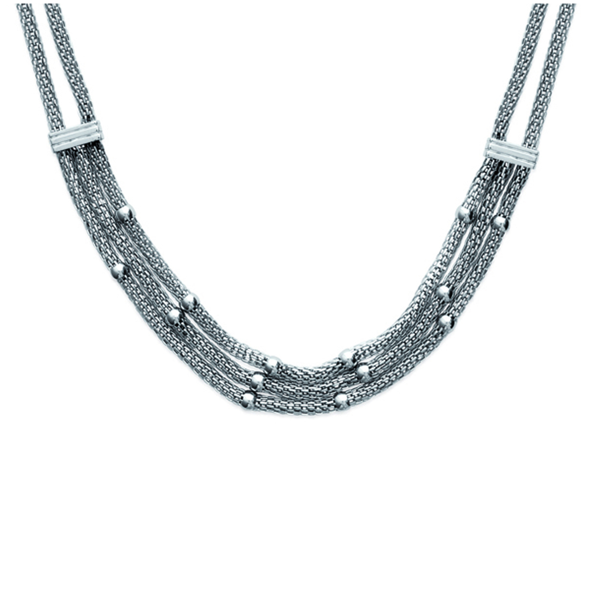 Collier Acier \'Kilimanjaro\' gris argenté - 3 rangs - [N3032]