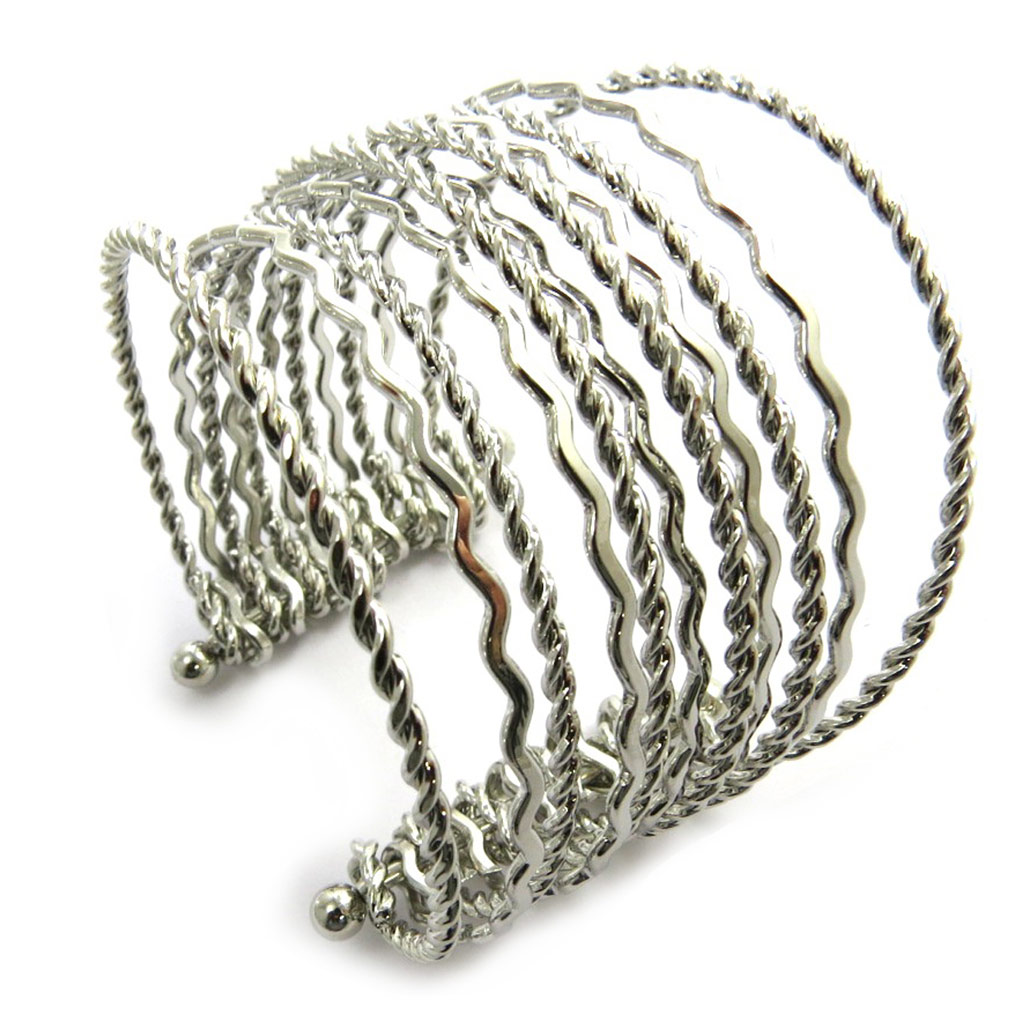 Bracelet créateur \'Cleopatra\' argenté - 32 mm - [N3056]