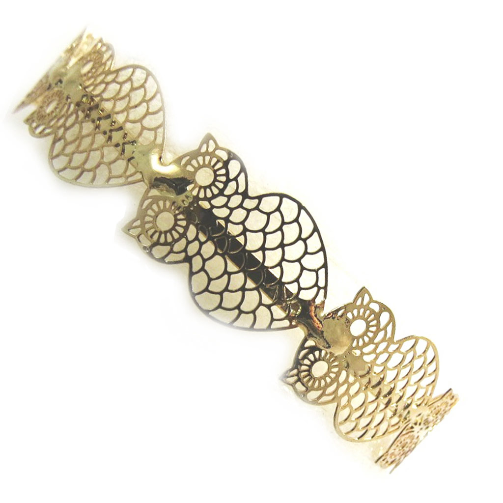 Bracelet \'Carmen\' doré (chouette) - 12 mm - [N3057]