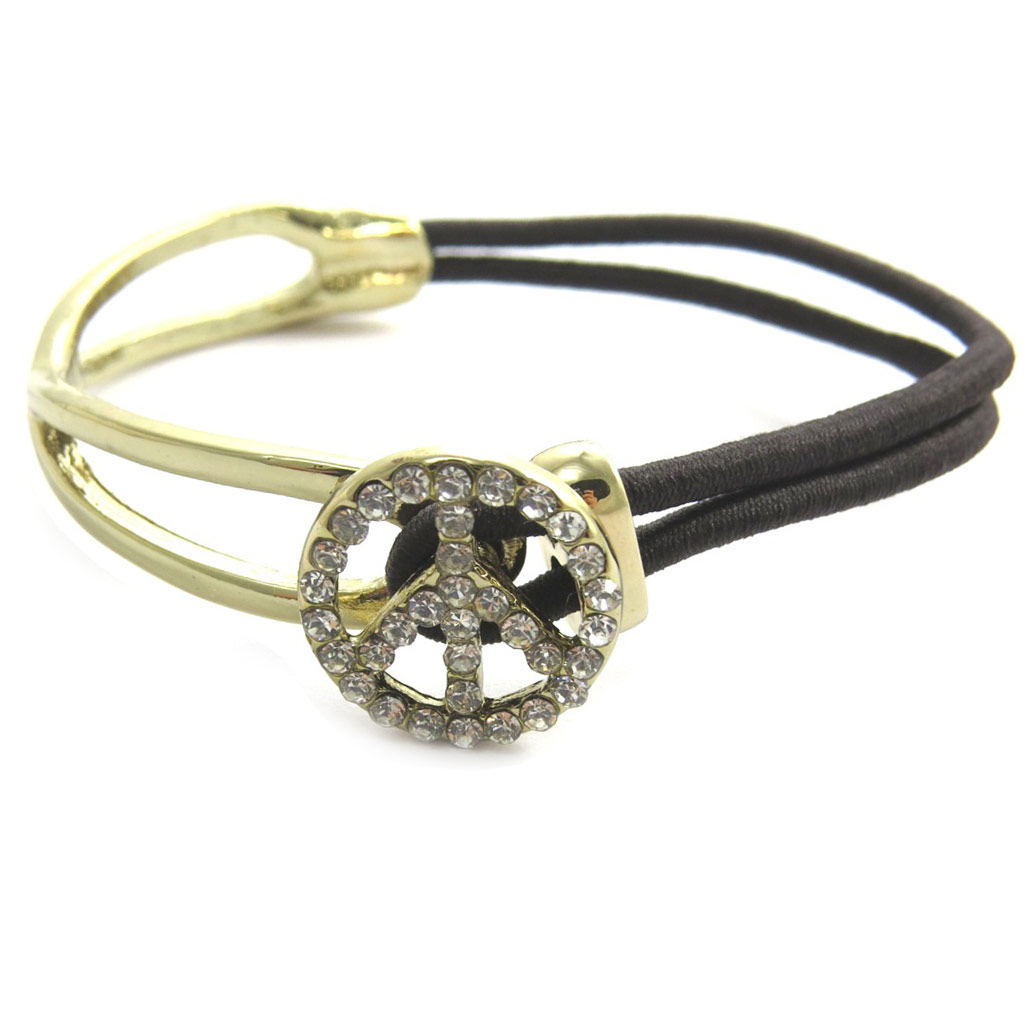 Bracelet créateur \'Peace\' doré marron - 16 mm - [N3062]