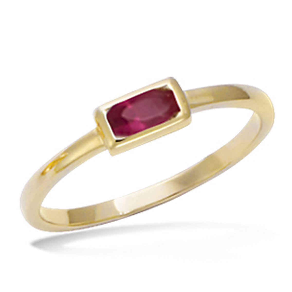 Bague Plaqué Or \'Arégonde\' rubis doré - 6x3 mm - [N5414]