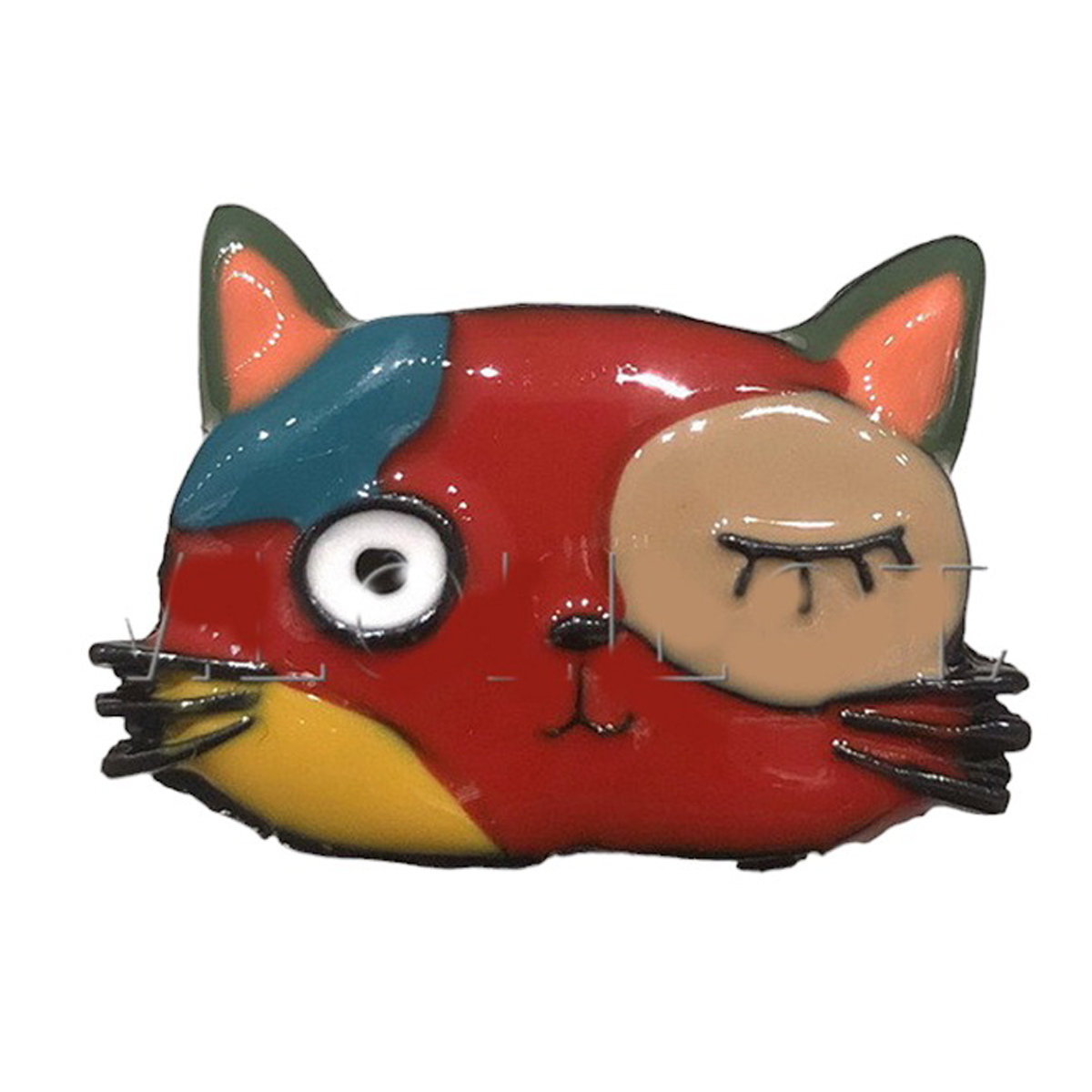 Bague créateur \'Lilipoupettes\' (chat) rouge - 22x18 mm - [R6212]