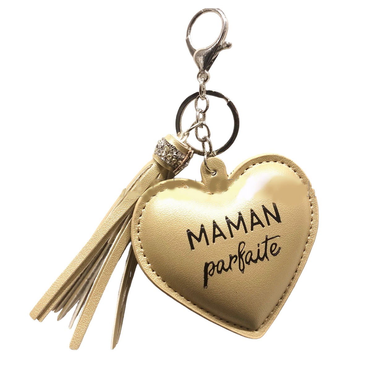 Porte-clés coeur \'Maman\' doré - 80x80 mm - [R6279]