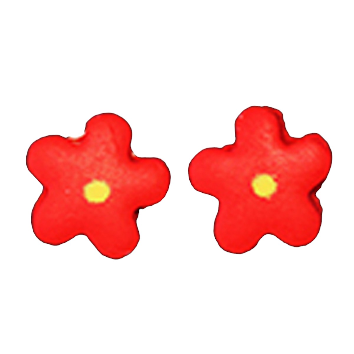 Boucles d\'oreilles artisanales \'Colombine & Arlequin\' rouge (fleur) - 10 mm - [R6387]