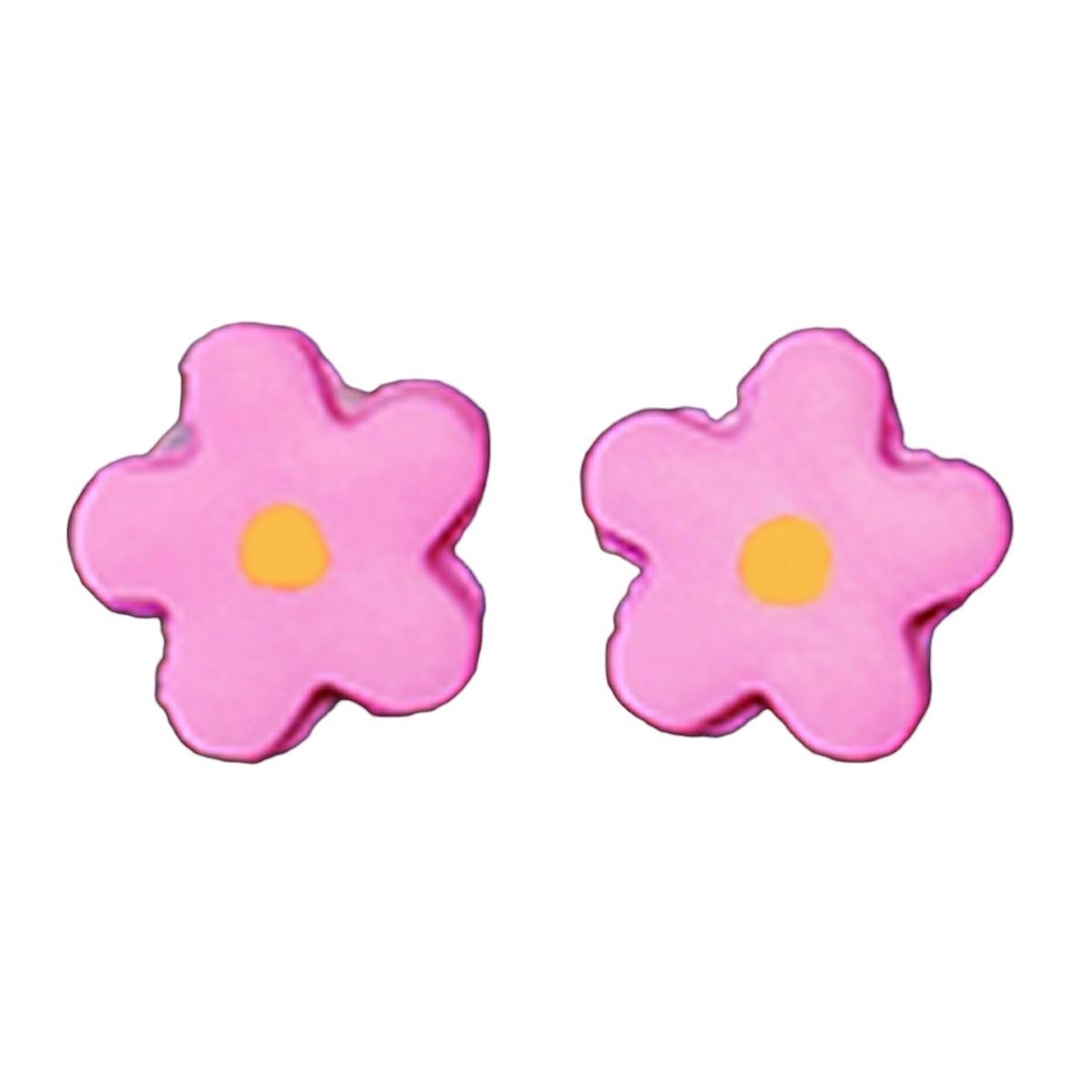 Boucles d\'oreilles artisanales \'Colombine & Arlequin\' rose (fleur) - 10 mm - [R6388]
