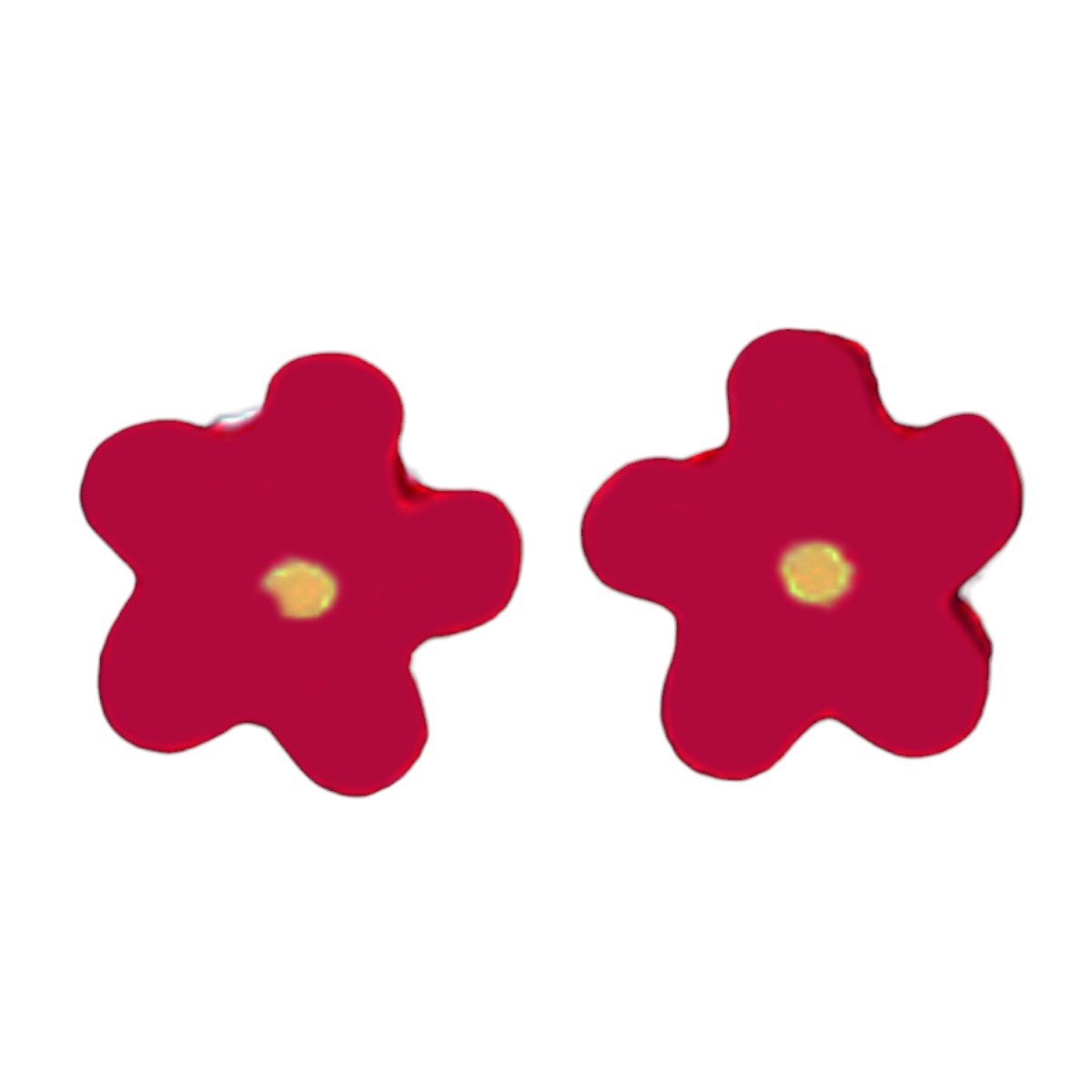 Boucles d\'oreilles artisanales \'Colombine & Arlequin\' bordeaux (fleur) - 10 mm - [R6389]