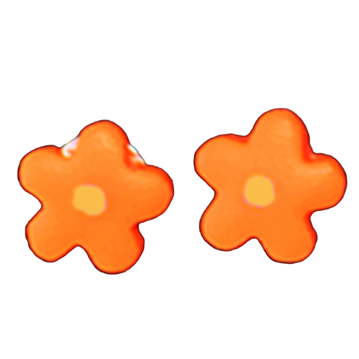 Boucles d\'oreilles artisanales \'Colombine & Arlequin\' orange (fleur) - 10 mm - [R6394]