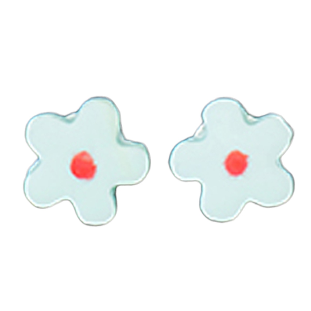Boucles d\'oreilles artisanales \'Colombine & Arlequin\' turquoise (fleur) - 10 mm - [R6396]