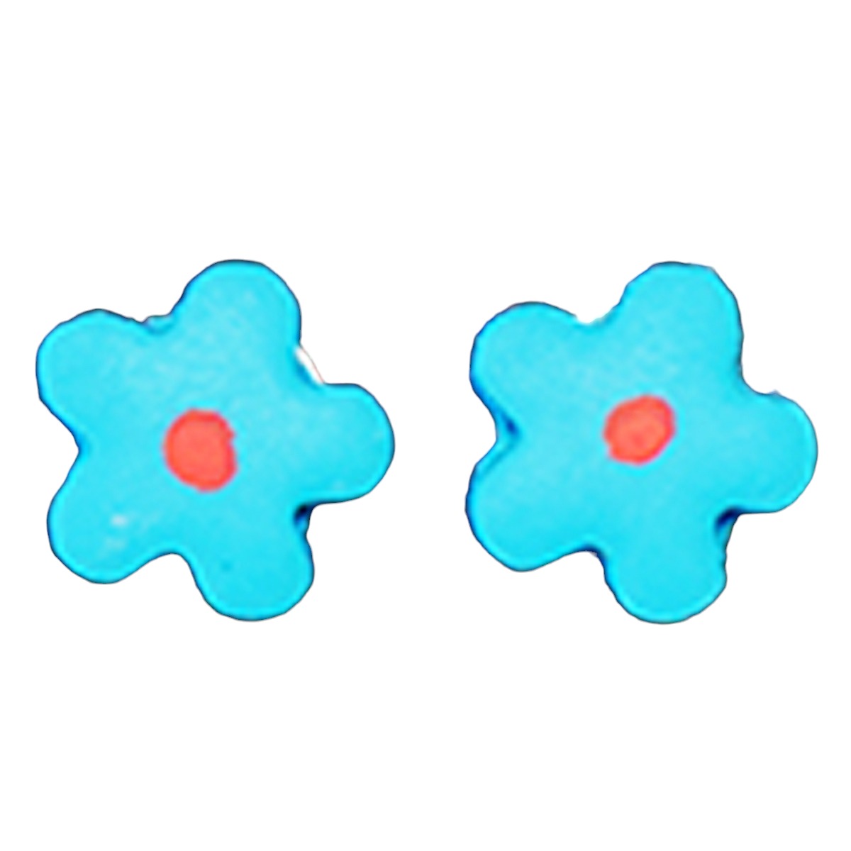 Boucles d\'oreilles artisanales \'Colombine & Arlequin\' bleu (fleur) - 10 mm - [R6397]