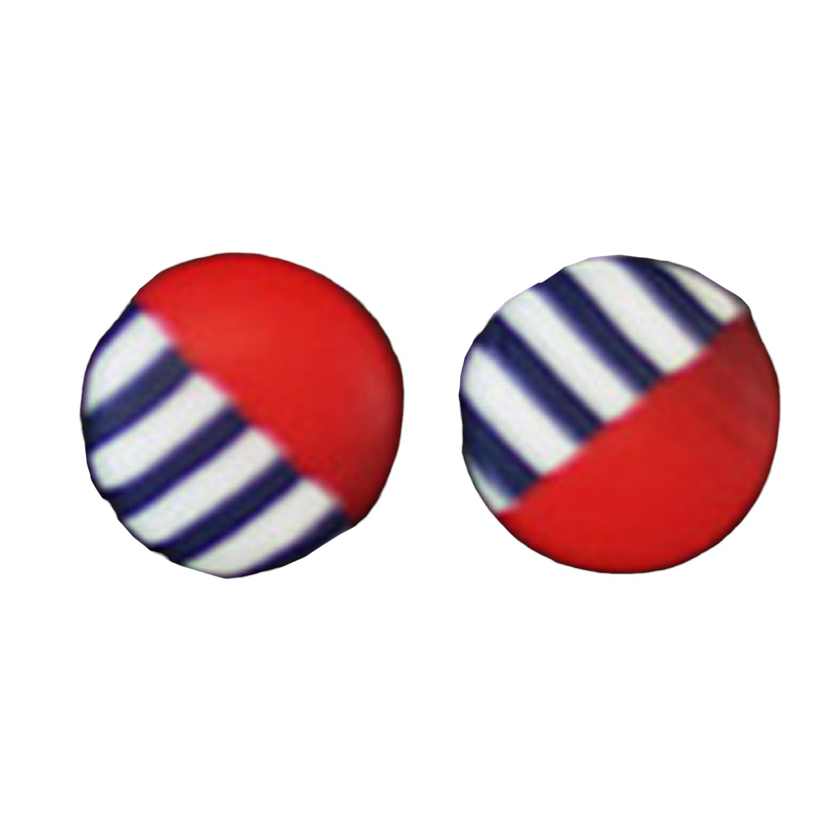 Boucles d\'oreilles artisanales \'Colombine & Arlequin\' bleu rouge - 9 mm (marinière) - [R6402]