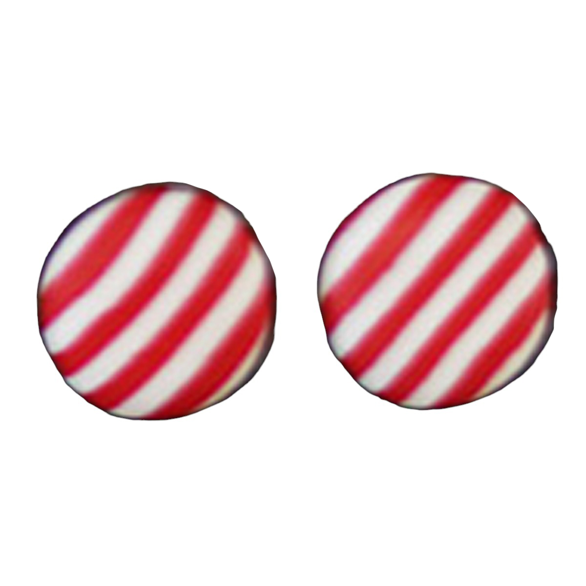 Boucles d\'oreilles artisanales \'Colombine & Arlequin\' rouge blanc - 9 mm (marinière) - [R6405]