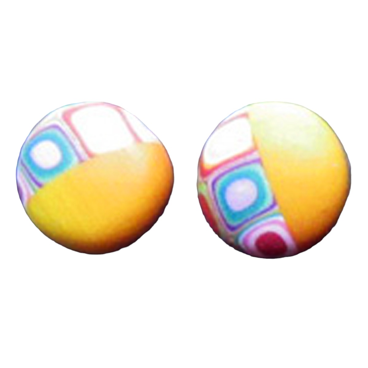 Boucles d\'oreilles artisanales \'Colombine & Arlequin\' orange multicolore - 9 mm - [R6423]