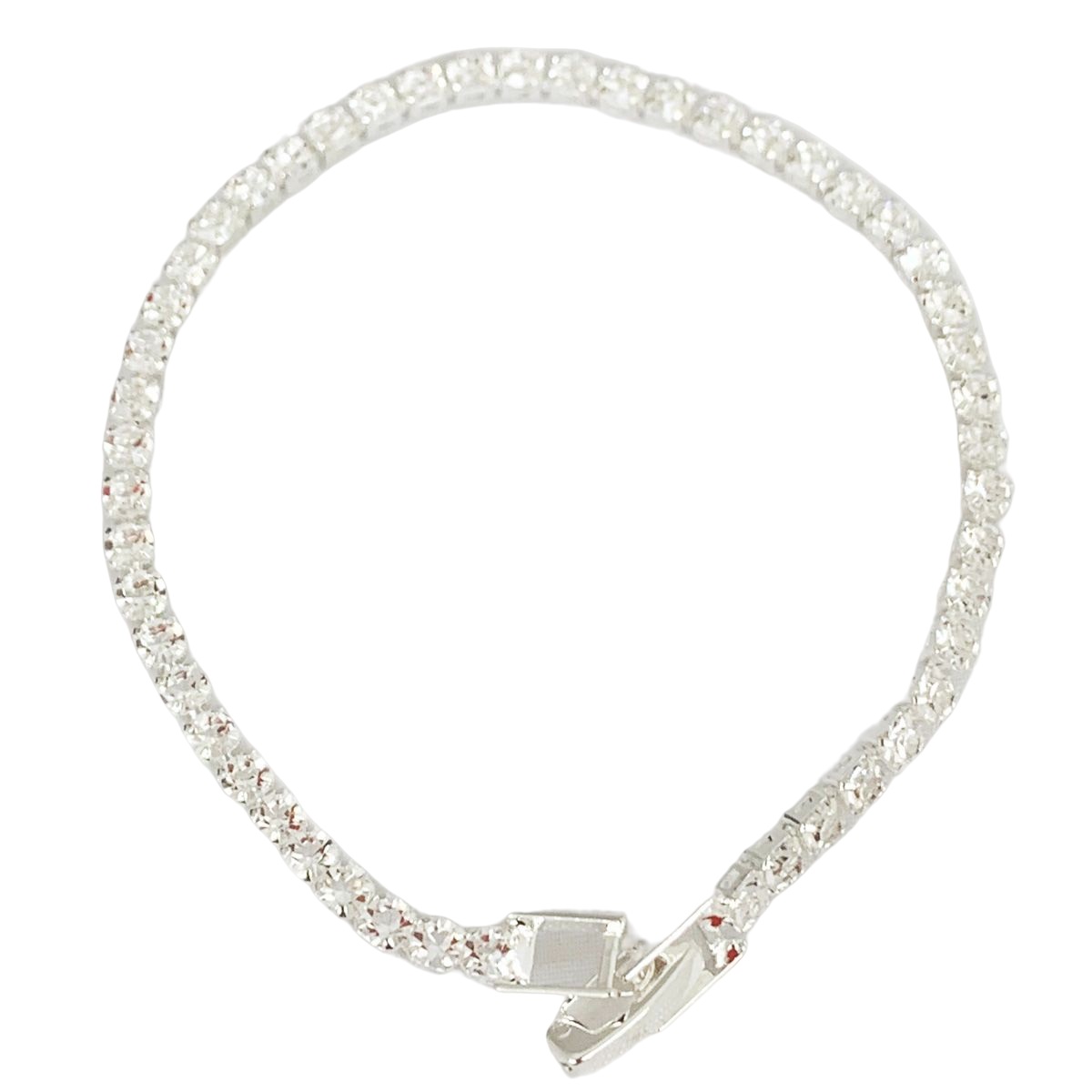 Bracelet Créateur \'Arégonde\' blanc argenté - 18 cm, 3 mm (Rivière de Cristal) - [R7238]