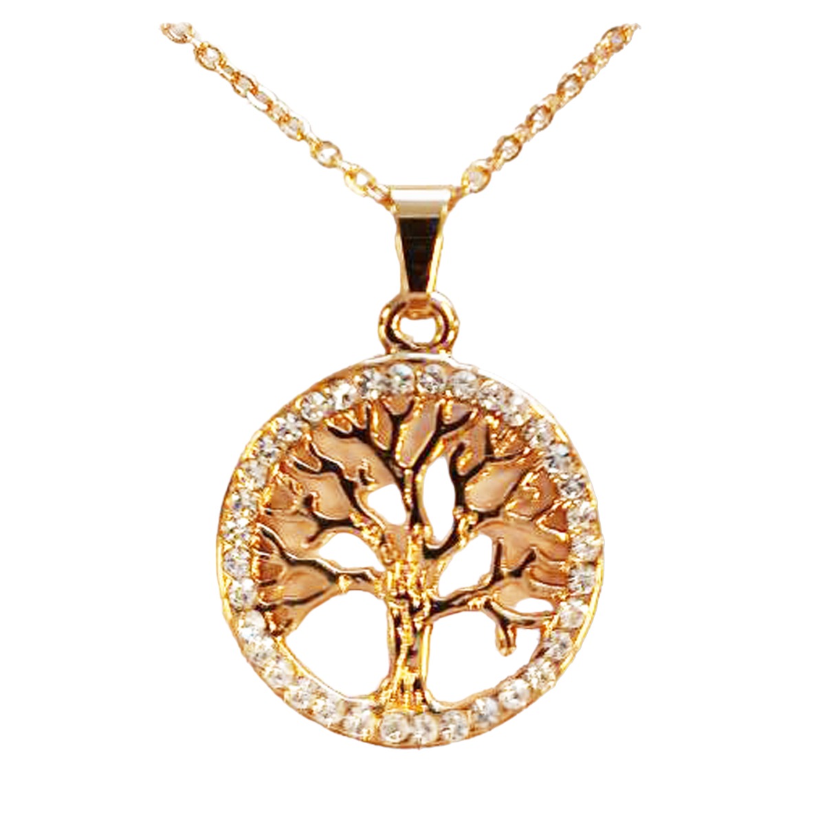 Collier Créateur \'Arbre de Vie\' blanc doré - 20 mm - [R8125]