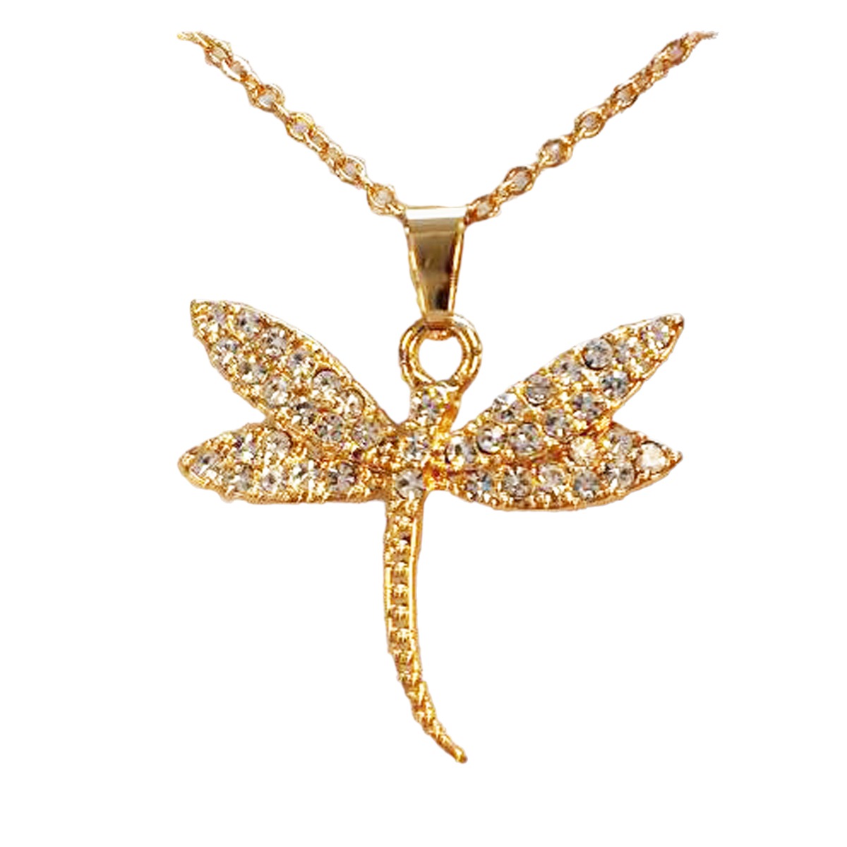 Collier Créateur \'Libellule\' blanc doré - 25x25 mm - [R8132]