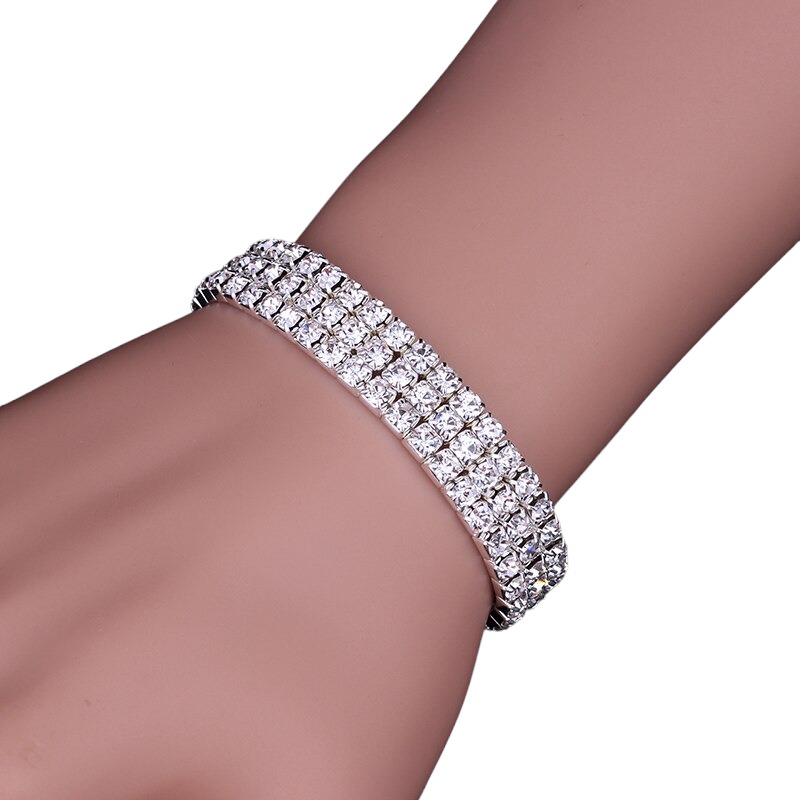 Bracelet strass élastique \'Arégonde\' blanc - 10 mm - [R8205]