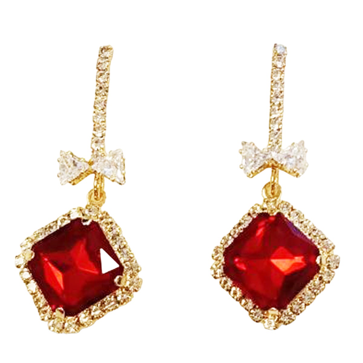 Boucles Créateur \'Arégonde\' rouge doré - 35x15 mm - [R8463]