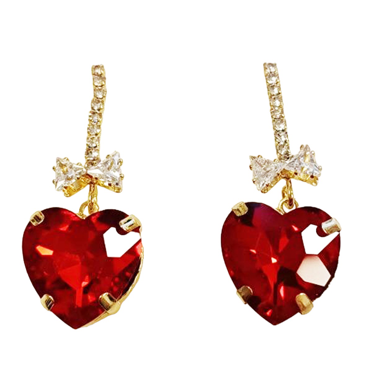 Boucles Créateur \'Arégonde\' rouge doré - 35x15 mm (coeur) - [R8468]