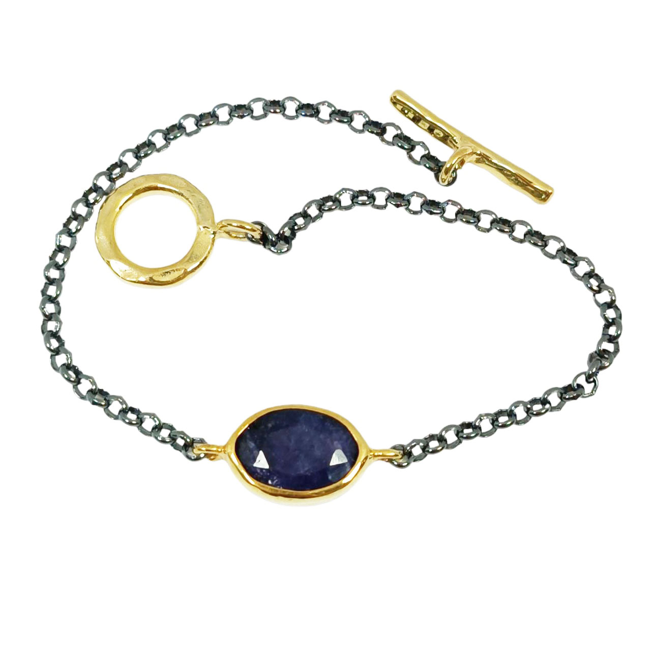 Bracelet argent artisanal \'Cleopatra\' violet gris doré - 12x10 mm - [R9564]