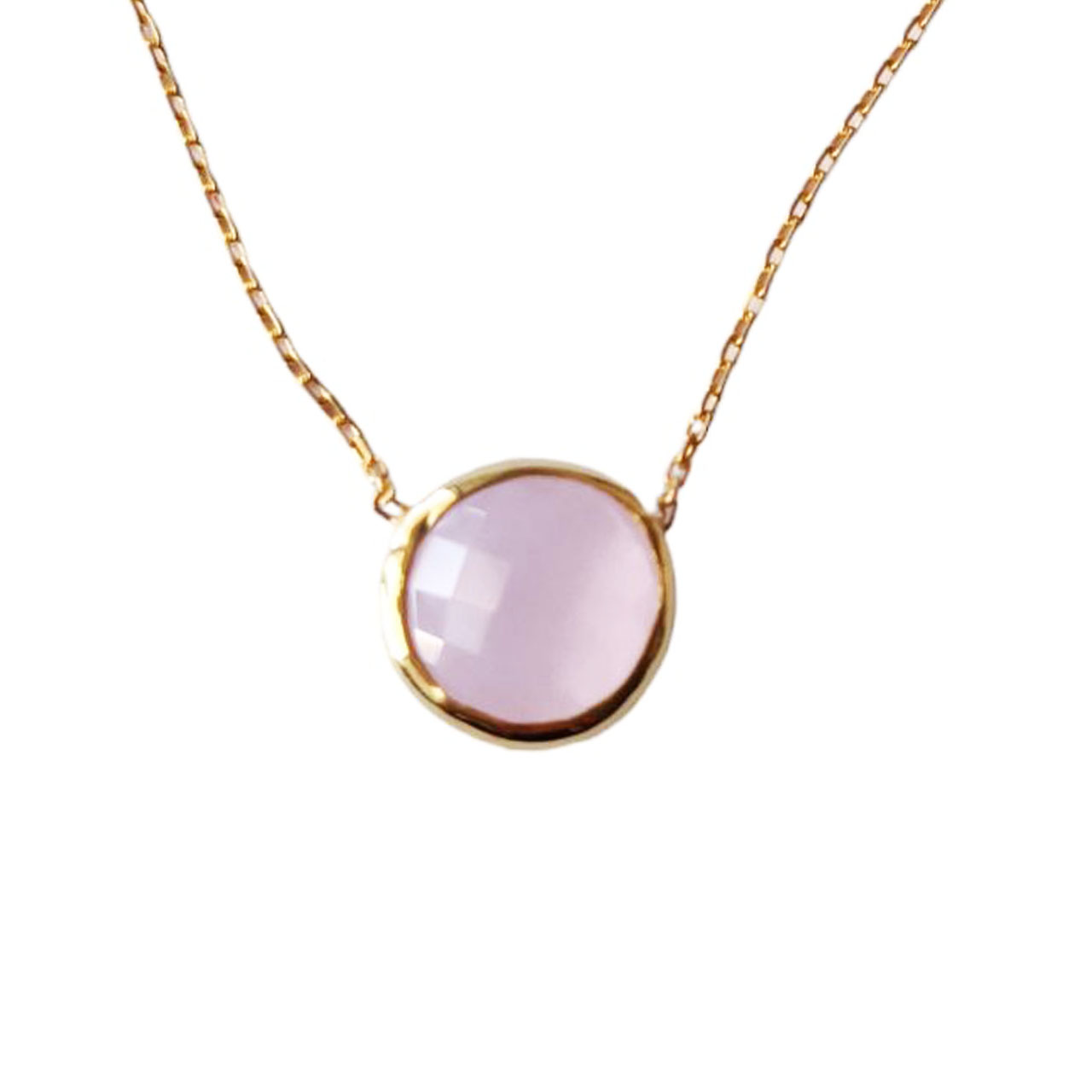 Collier Argent artisanal \'Cléopatra\' quartz rose doré - 10 mm  - [R9573]