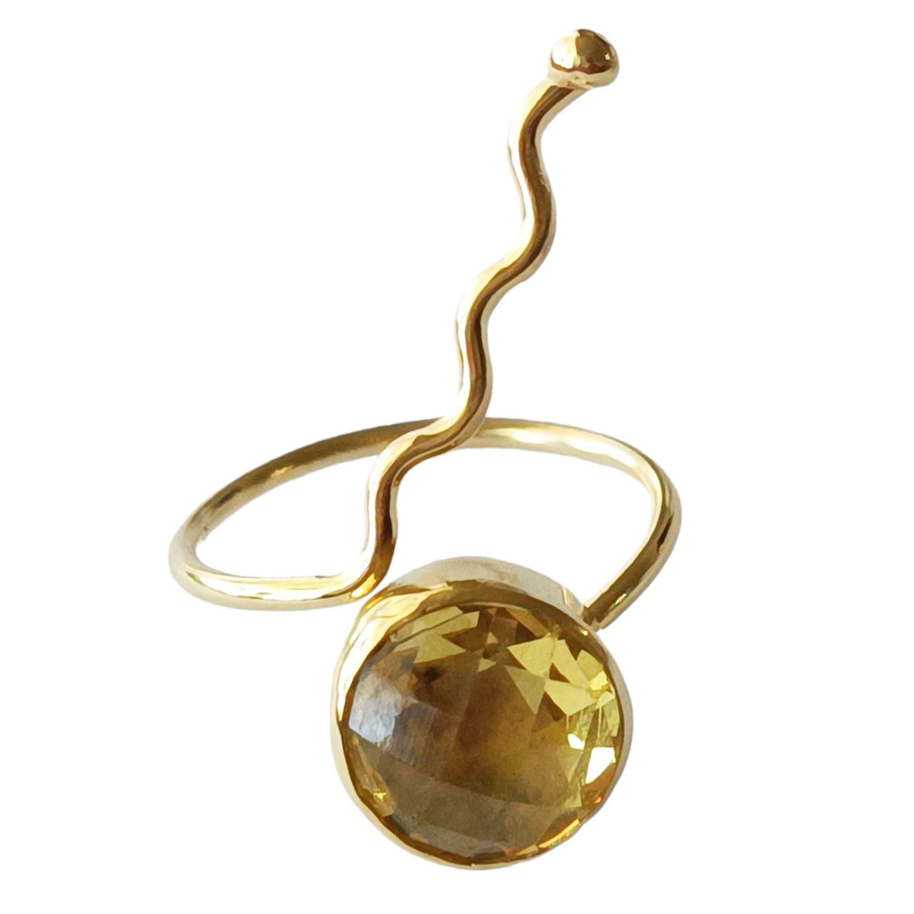 Bague argent artisanale \'Cléopatra\' jaune doré - 30x10 mm - [R9642]